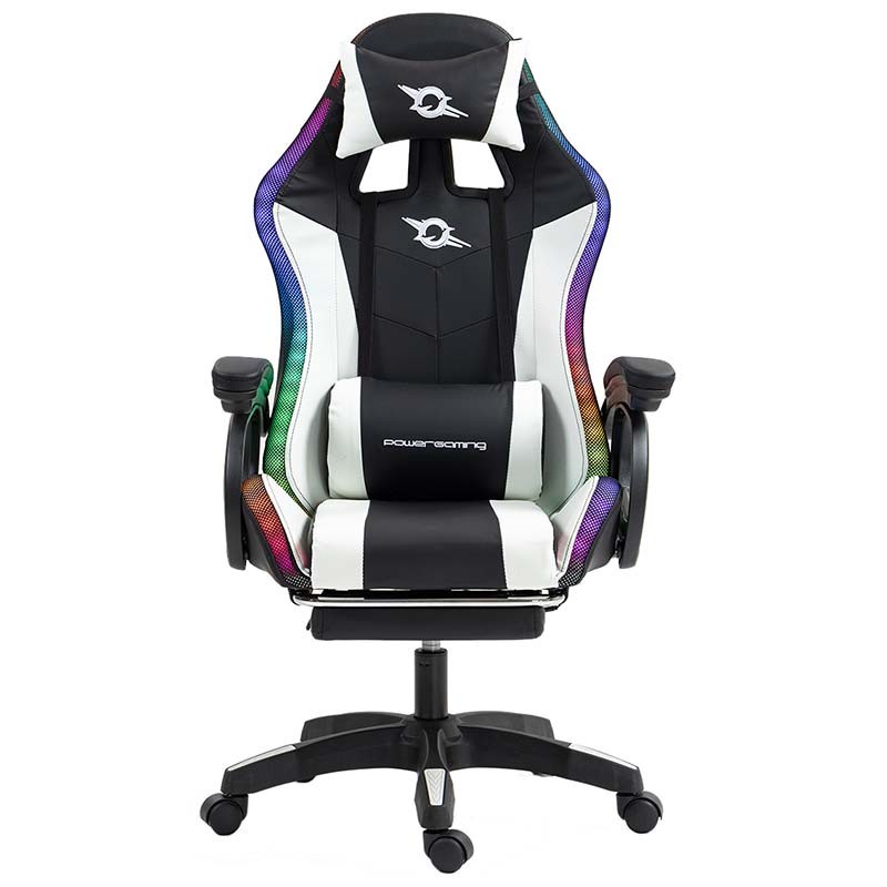 silla_gaming_powergaming_rgb_blanco_reposapies_01_l PowerGaming LED RGB Cadeira apoio para pés Preto+Branco - Image 1