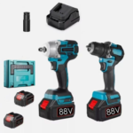 Kit Máquina de Impacto 520Nm E Berbequim + 2 Baterias + Carregador + Mala com Acessórios - Image 2