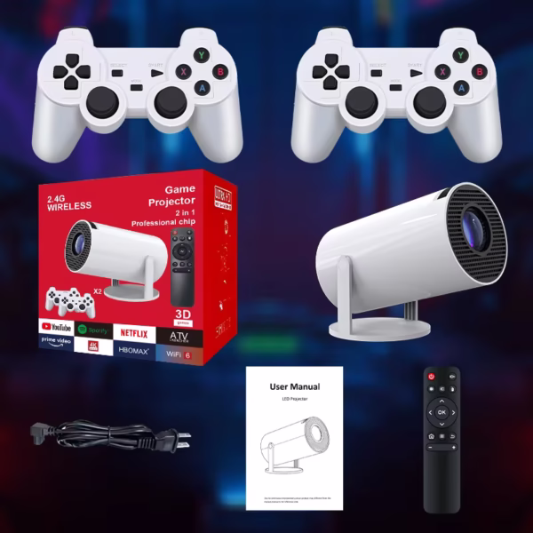 Projetor de Jogos HY300 – Android 11 | 150 ANSI Lúmens | Foco Automático | 720P Nativo