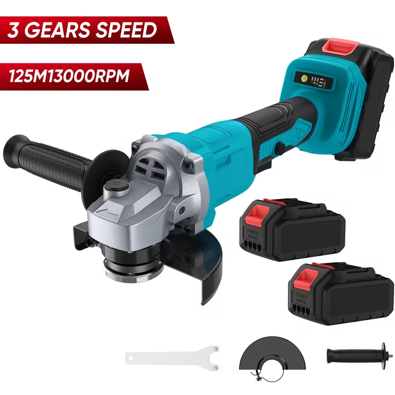 0303 Esmerilhadeira Angular Sem Escova 125MM com 2 Baterias, 3 Velocidades, Máquina de Polimento Multifuncional para Lixar e Polir - Image 1