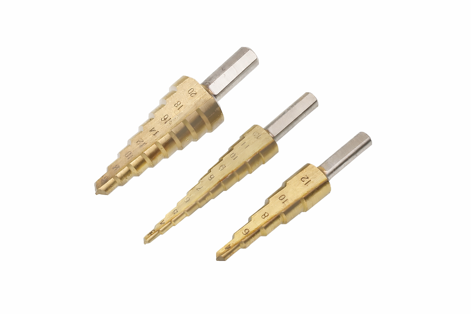 ChatGPT Image 19_12_2025, 00_24_21 Conjunto de 3 Brocas Cônicas Escalonadas, Embalagem Blister - Image 1