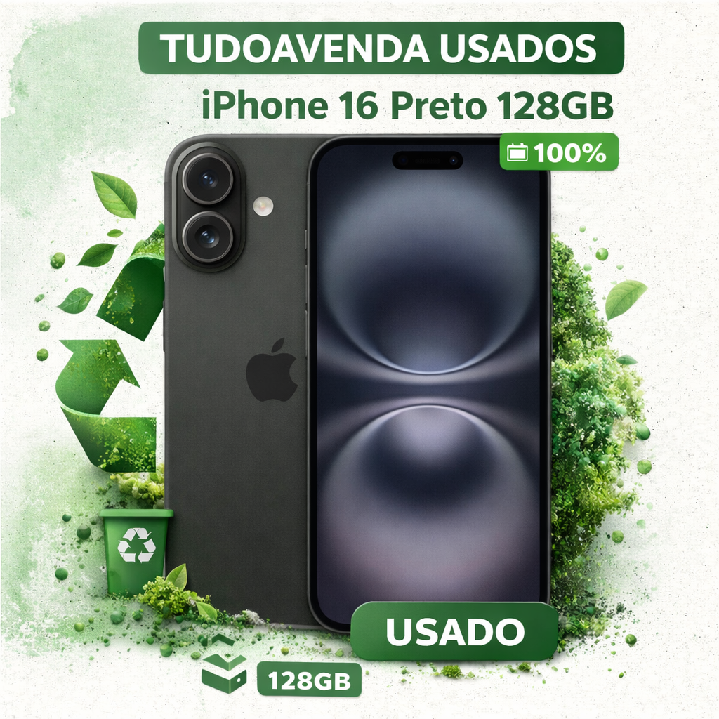 ChatGPT Image 31_12_2025, 00_13_45 Apple iPhone 16 128GB Preto - Usado Grade A - Image 1