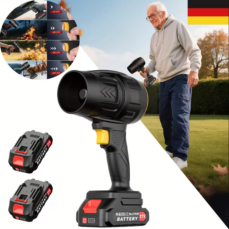 MDHL Soprador de Folhas Sem Fio com 2 Baterias e Carregador - Soprador de Folhas Elétrico Pesado e Portátil, Leve e Manual com Motor Potente para Calçadas, Pátios, Gramados e Avenidas - Ideal para Uso Doméstico e Comercial - Image 1