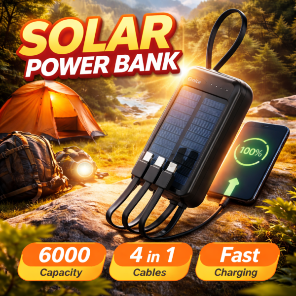 Power Bank Solar 6000mAh 4 em 1 – Modelo NW73