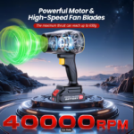 Soprador de Folhas Sem Fio com 2 Baterias e Carregador - Soprador de Folhas Elétrico Pesado e Portátil, Leve e Manual com Motor Potente para Calçadas, Pátios, Gramados e Avenidas - Ideal para Uso Doméstico e Comercial - Image 5