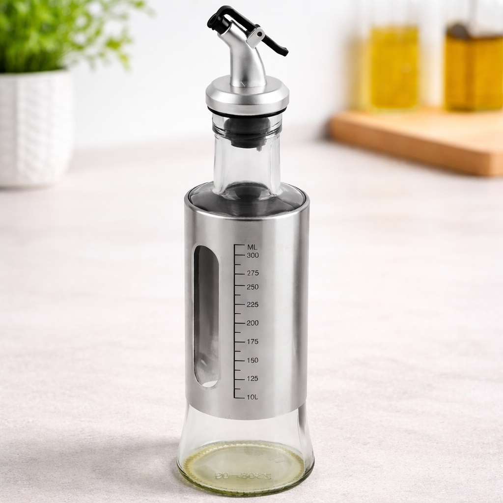 ChatGPT Image 14_01_2026, 11_58_16 Garrafa Dispensadora de Óleo 300ml – Vidro e Aço Inoxidável - Image 1
