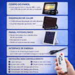 FOCO SOLAR 100W COM PAINEL SOLAR E COMANDO - Image 4