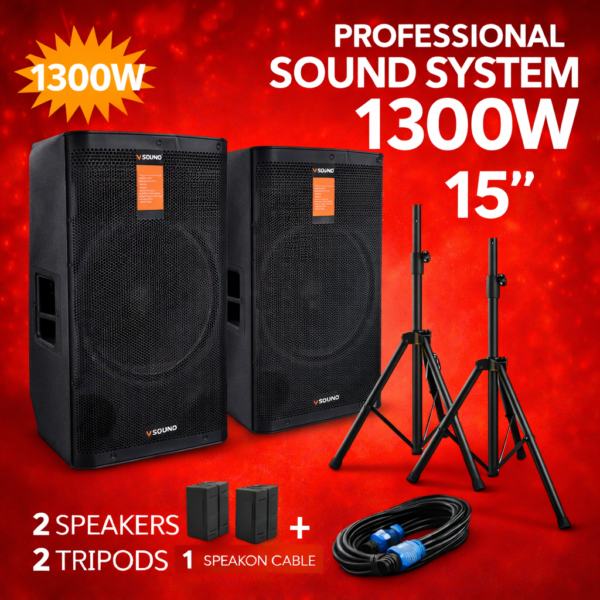 Sistema de Som Amplificado 1300W VSOUND 15"