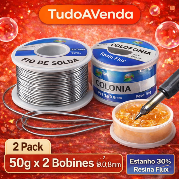 Fio de Solda + Colofónia (Rosin Flux) – Pack Duplo