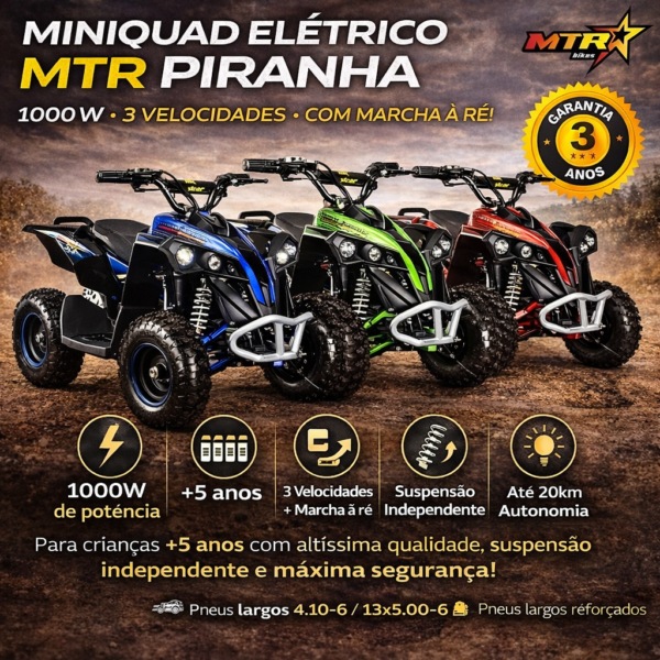 Miniquad Elétrico MTR Piranha 1000W – Infantil