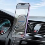 Suporte magnético para celular veicular compatível com MagSafe Hoco para grade H28, preto - Image 3