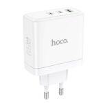 Carregador de Smartphone Hoco 2 x USB C + USB A GaN QC PD 65W N30 branco - Image 4