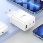 Carregador de celular Hoco 2 x USB C + USB A QC3.0 PD 3A 35W N33 branco - Image 6