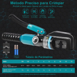 Alicate de Crimpagem Hidráulica 10 Ton – 12AWG a 2/0AWG - Image 2