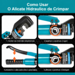 Alicate de Crimpagem Hidráulica 10 Ton – 12AWG a 2/0AWG - Image 4