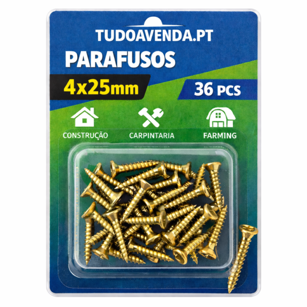 Parafusos 4x25mm – Pack 36 Unidades (Aprox. 55g)