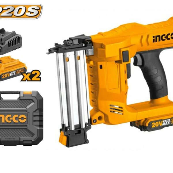Pistola De Pregos 20V + 2 Bat 2A + Carregador + Mala IngCo
