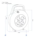 Enrolador de cabos para Lar 10m Cabo 3x1mm 4 Tomadas T/TL - Image 6