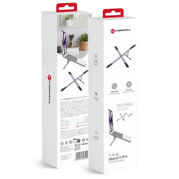 Suporte de mesa dobrável para laptop/tablet Forcell F-Grip Fold Stand X Pro cinza