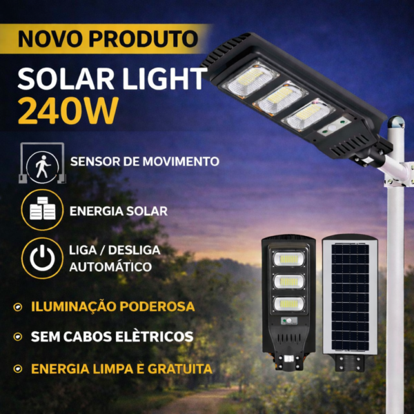 Lampada Solar Led de Iluminação Publica  240w com Sensor de Movimento