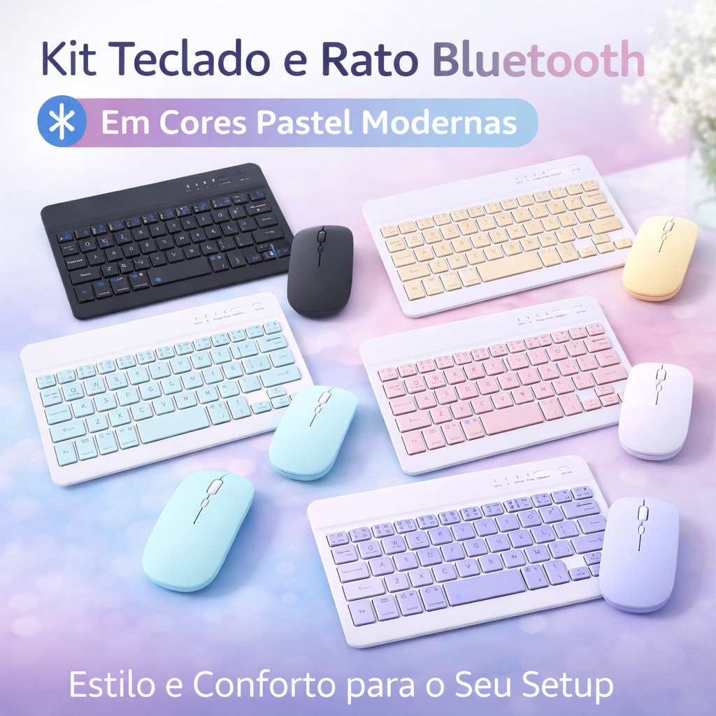 ChatGPT Image 24_03_2026, 20_11_18 Kit Teclado e Rato Bluetooth AN-030 – Design Pastel e Ultra Slim - Image 1