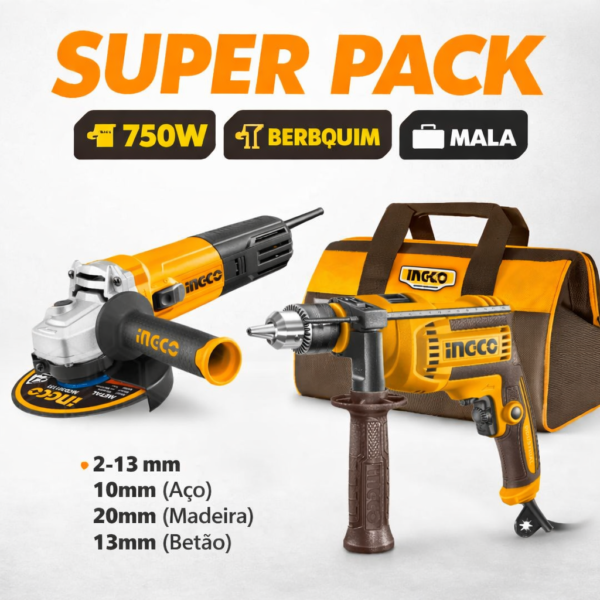 Super Pack Ingco Rebarbadora + Berbequim