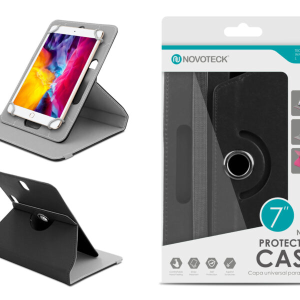 Capa Protetora Universal Negro para Tablet de 7” – N-001 – Confortável, Resistente a Quedas e com Suporte Ajustável