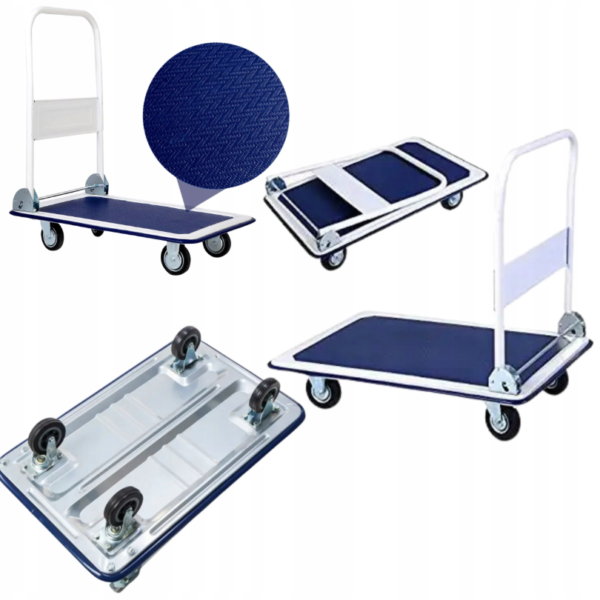 Carrinho de Transporte de Armazém com Plataforma Dobravél , Resistente, 300KG, Manual