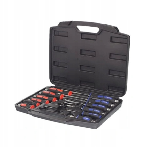 Jogo de chaves de fenda com 12 peças em caixa.