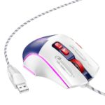 Rato Gamer com Fio Hoco GM31 - Branco e Azul - Image 4
