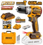 Aparafusadora 20V Brushless 60Nm + 2 Bat 2A + Ca + Mala CDLI20602E IngCo