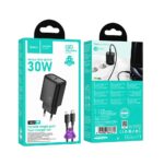 Adaptador USB C QC PD 30W + cabo USB C para Lightning - Hoco N62 - Preto - Image 2