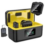 Estojo com 2 Microfones de Lapela Sem Fio Hoco Lightning/USB C L17 Preto