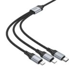 Cabo 3 em 1 USB A para Lightning / Micro USB / USB C Hoco 2,4A 1 m X102 preto - Image 7