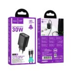 Adaptador USB C QC PD 30W + cabo USB C para USB C - Hoco N62 - Preto - Image 2