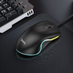 Rato Gamer com Fio e Luz Piscante Hoco GM19 - Preto - Image 3