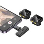Estojo com 2 Microfones de Lapela Sem Fio Hoco Lightning/USB C L17 Preto - Image 5