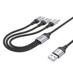Cabo 3 em 1 USB A para Lightning / Micro USB / USB C Hoco 2,4A 1 m X102 preto - Image 6