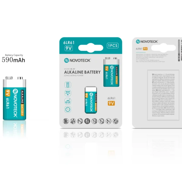 Pilha Alcalina 9V 6LR61 NOVOTECK – 590mAh – 1 Unidade BL-07