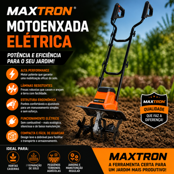 Motocultivador Elétrico 1200W – Potência e Eficiência para o Seu Jardim - MAXTRON