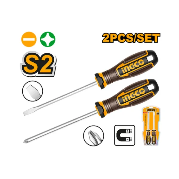 Jogo de chaves de fendas magnéticas, S2, 2 peças, blister Pacote