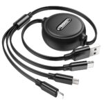Cabo 3 em 1 USB A para Lightning / Micro USB / USB C Hoco 2A 1 m X75 preto - Image 2