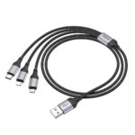 Cabo 3 em 1 USB A para Lightning / Micro USB / USB C Hoco 2,4A 1 m X102 preto - Image 5