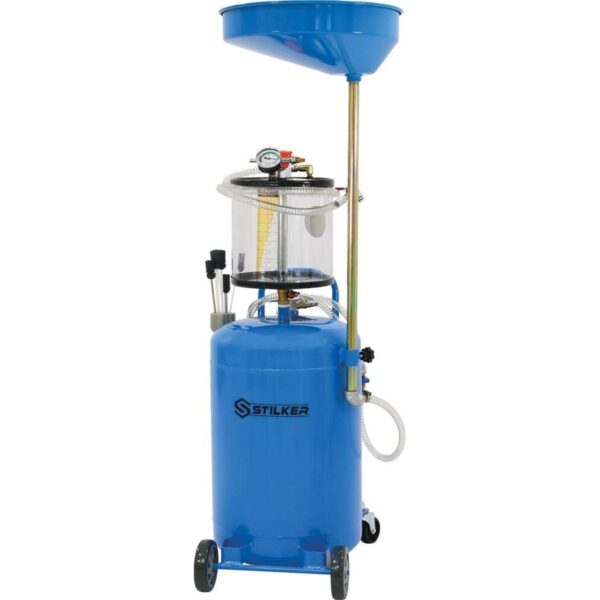 Drenador de óleo pneumático móvel com sistema de gravidade e sucção, capacidade de 70L, com pré-câmara.- Stilker