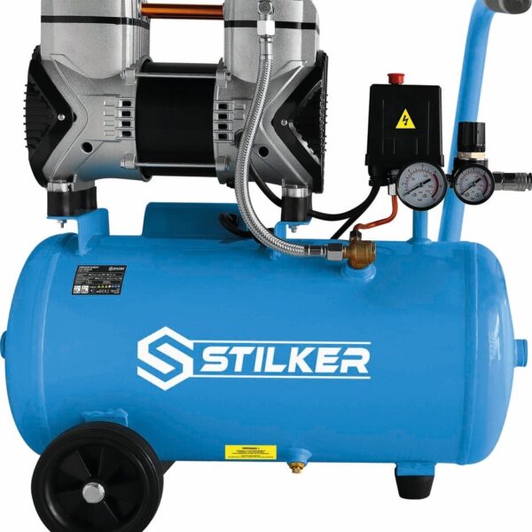 Compressor silencioso de 24 litros, 8 bar, 1,5 HP e 230 V - Stilker