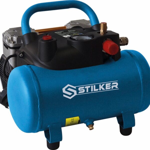 Compressor silencioso de 6 litros, 8 bar, 1,5 HP e 230 V - Stilker