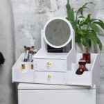 Organizador de Maquiagem de Madeira com Espelho e Gavetas – Suporte Elegante para Cosméticos e Skincare - Image 3