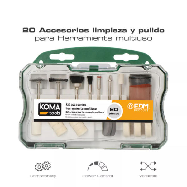 Acessórios para Ferramenta Multifunções Rotativa – Set 20 Peças - KOMA TOOLS