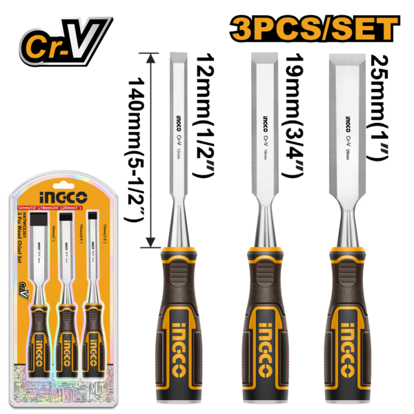 Conjunto de 3 formões para madeira INGCO HKTWCS301