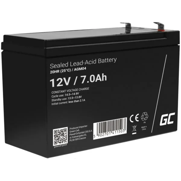 Green Cell AGM04 - Bateria de Chumbo (Pb) 12V 7.0Ah deep cycle